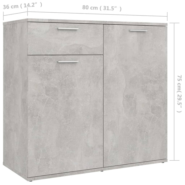 Betongraues Sideboard Bayko 80x36x75cm (Holz)