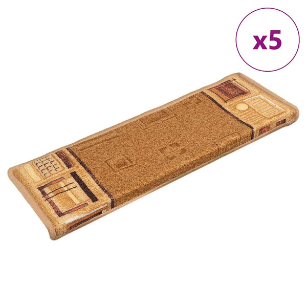 Beige itsekiinnittyvät porrasmatot Tudosiu 65x21x4cm (5 kpl)