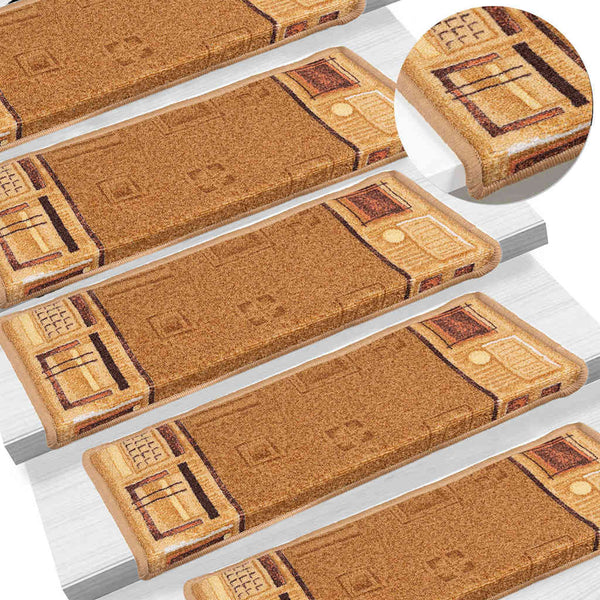 Beige itsekiinnittyvät porrasmatot Tudosiu 65x21x4cm (5 kpl)