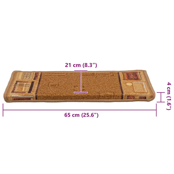 Beige itsekiinnittyvät porrasmatot Tudosiu 65x21x4cm (5 kpl)