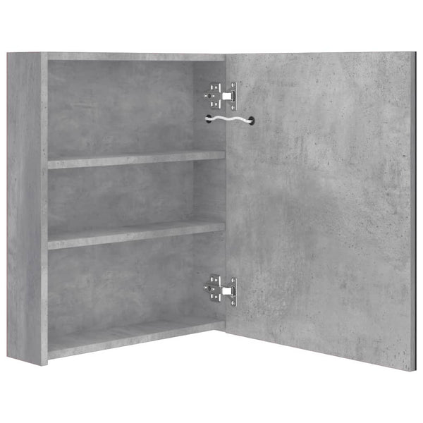 Betongrauer LED-Badezimmerspiegelschrank Broinas 50x14x60cm