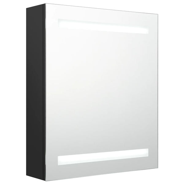 Schwarzer LED-Spiegelschrank Broinas 50x14x60cm