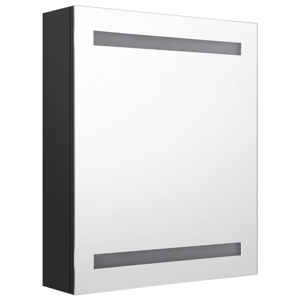 Schwarzer LED-Spiegelschrank Broinas 50x14x60cm