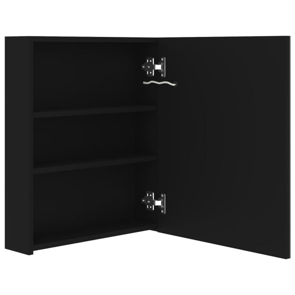Schwarzer LED-Spiegelschrank Broinas 50x14x60cm