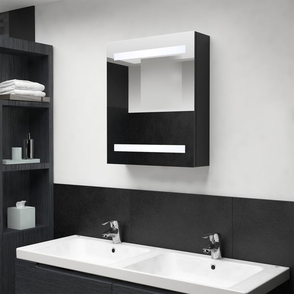 Schwarzer LED-Spiegelschrank Broinas 50x14x60cm