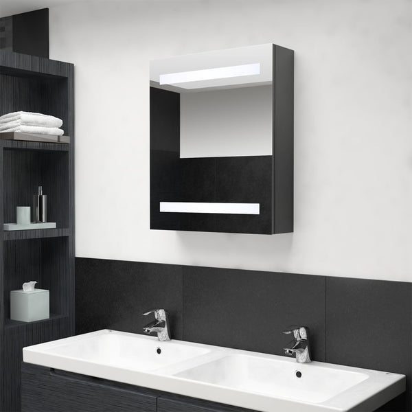 Badezimmerspiegelschrank Broinas grau LED 50x14x60cm