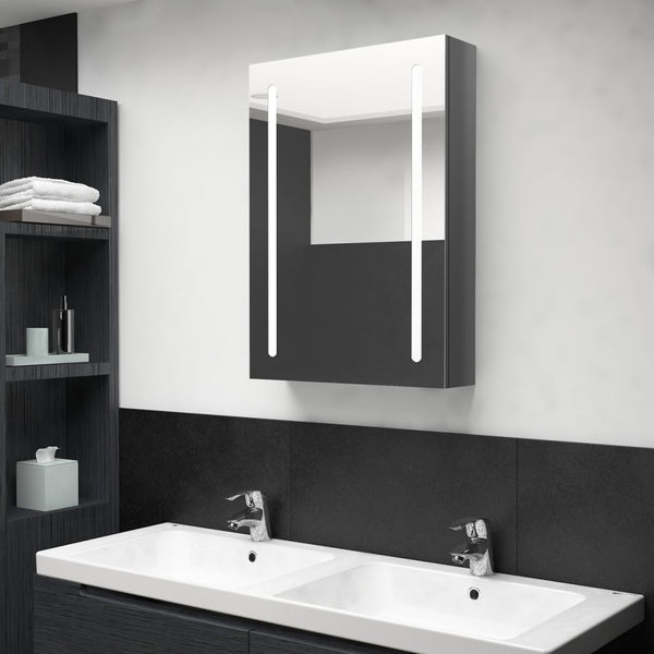 Eustis grauer Badezimmerspiegelschrank LED 50x13x70cm