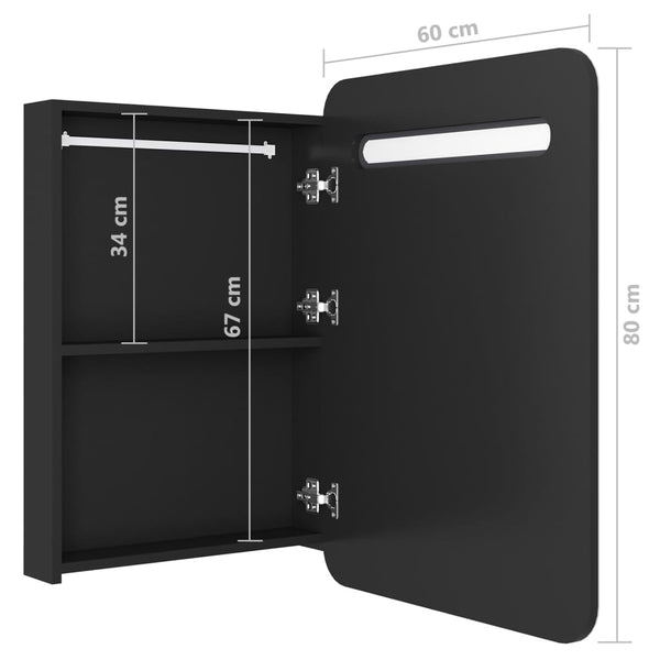 Musta led kylpyhuoneen peilikaappi Suzan 60x11x80cm