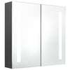 Grauer Spiegelschrank für das Bad mit LED-Beleuchtung Eustin, Größe 62x14x60cm