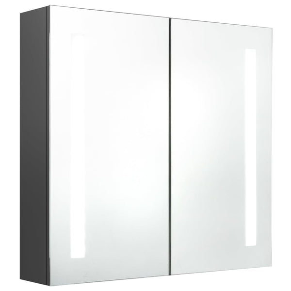 Grauer Spiegelschrank für das Bad mit LED-Beleuchtung Eustin, Größe 62x14x60cm
