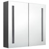 Grauer Spiegelschrank für das Bad mit LED-Beleuchtung Eustin, Größe 62x14x60cm