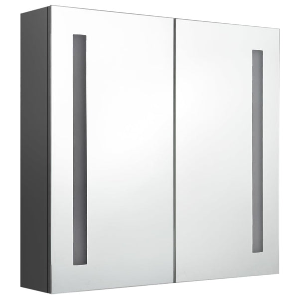 Grauer Spiegelschrank für das Bad mit LED-Beleuchtung Eustin, Größe 62x14x60cm
