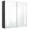 Eustin grauer Spiegelschrank für das Badezimmer, Maße 62x14x60cm, mit LED-Beleuchtung