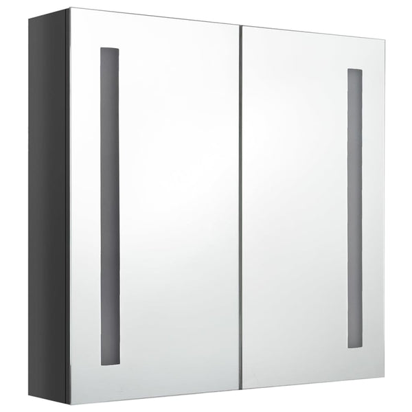 Eustin grauer Spiegelschrank für das Badezimmer, Maße 62x14x60cm, mit LED-Beleuchtung