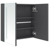 Eustin grauer Spiegelschrank für das Badezimmer, Maße 62x14x60cm, mit LED-Beleuchtung