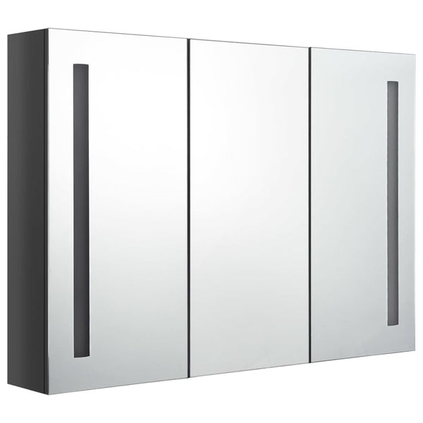 Grauer LED-Spiegelschrank für Badezimmer Eustin 89x14x62cm (glänzend)