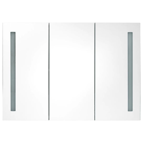 Grauer LED-Spiegelschrank für Badezimmer Eustin 89x14x62cm (glänzend)