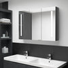 Grauer LED-Spiegelschrank für Badezimmer Eustin 89x14x62cm (glänzend)