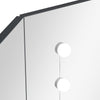 Grauer Schminktisch für die Ecke mit LED-Beleuchtung Praslea 111x54x141,5cm
