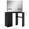 Schwarzer Schminktisch für die Ecke mit LED-Beleuchtung Praslea 111x54x141,5cm