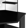 Schwarzer Schminktisch für die Ecke mit LED-Beleuchtung Praslea 111x54x141,5cm
