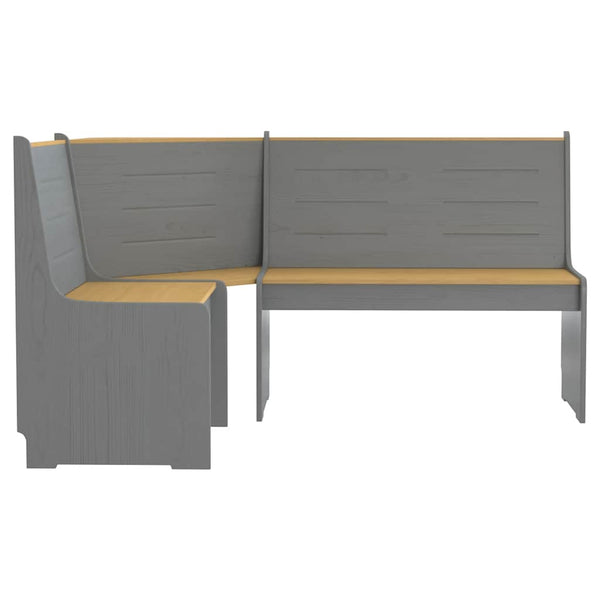 Honigbraune und graue Eckbank Saltiria 151cm (Kiefer)