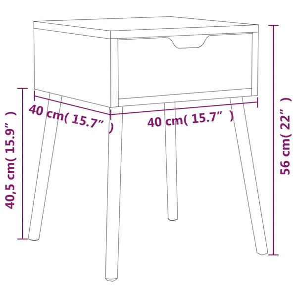 Betongraue Nachttische Izvernar 40x40x56cm (2 Stück, Holz)