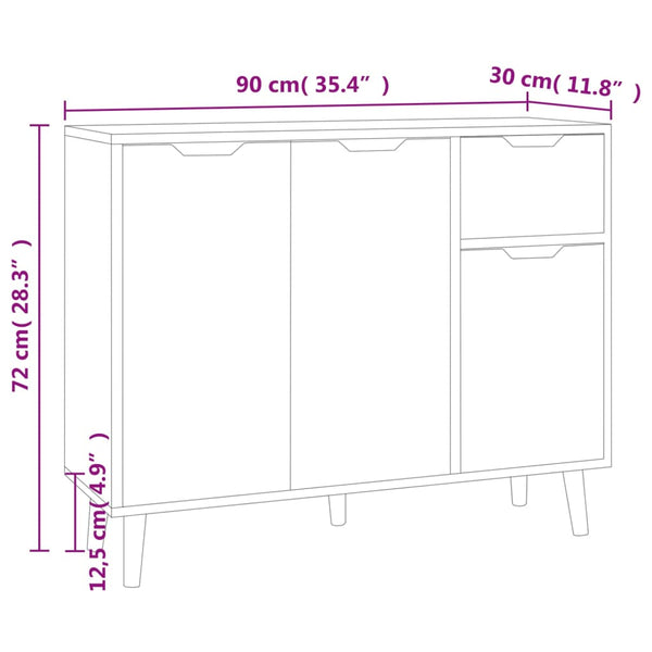 Betongraues Sideboard Ciulacu 90x30x72cm (Holz)