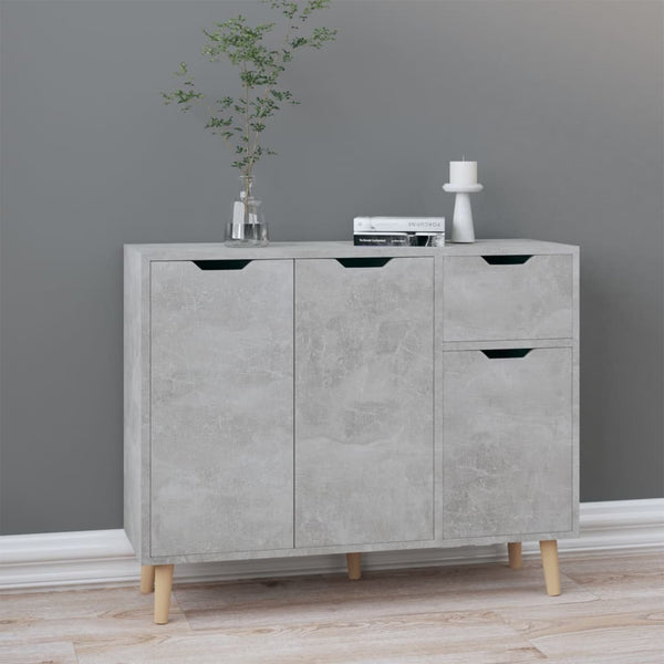 Betongraues Sideboard Ciulacu 90x30x72cm (Holz)