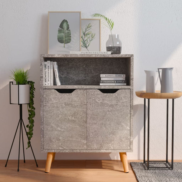 Betongraues Sideboard Dimitriu 60x30x72cm (Holz)