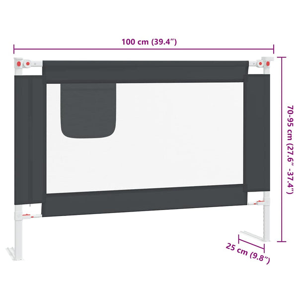 Dunkelgraues Sicherheitsgeländer für Bett Manor 100x25cm (Stoff)