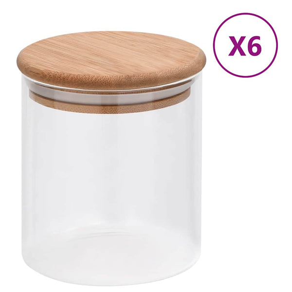 Vorratsgläser mit Bambusdeckel Mineta 600 ml (6er-Set)