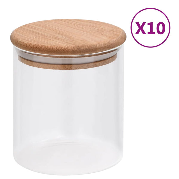 Mineta Glasvorratsdosen mit Bambusdeckel 600 ml (10 Stück)