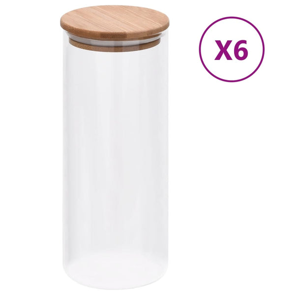 Lasiset säilytyspurkit bambukansilla Mineta 1000 ml (6 kpl)