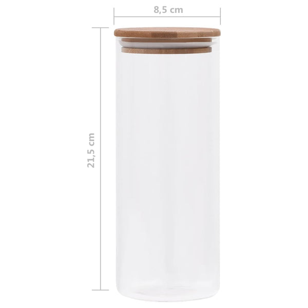 Lasiset säilytyspurkit bambukansilla Mineta 1000 ml (6 kpl)