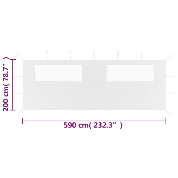 Seitenwand Filotela für Pavillon, weiß, mit Fenstern, 6x2 m