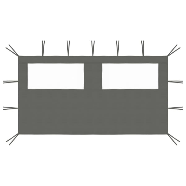 Anthrazitfarbene Pavillon-Seitenwand mit Fenstern Filotela 4x2 m (-315312)