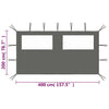Anthrazitfarbene Pavillon-Seitenwand mit Fenstern Filotela 4x2 m (-315312)