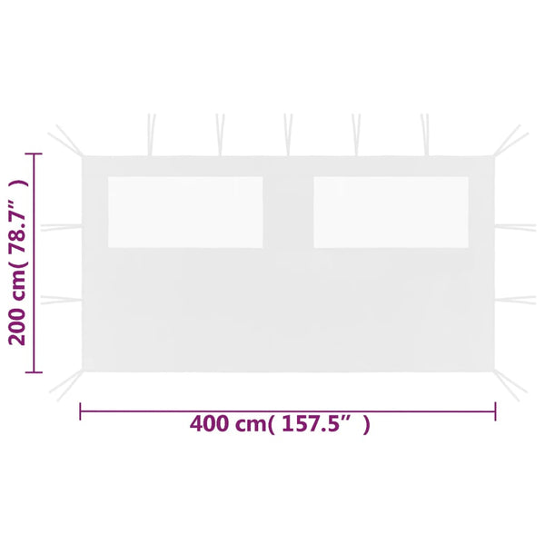 Weißer Pavillon-Seitenwand mit Fenstern Filotela 4x2 m (-315313)