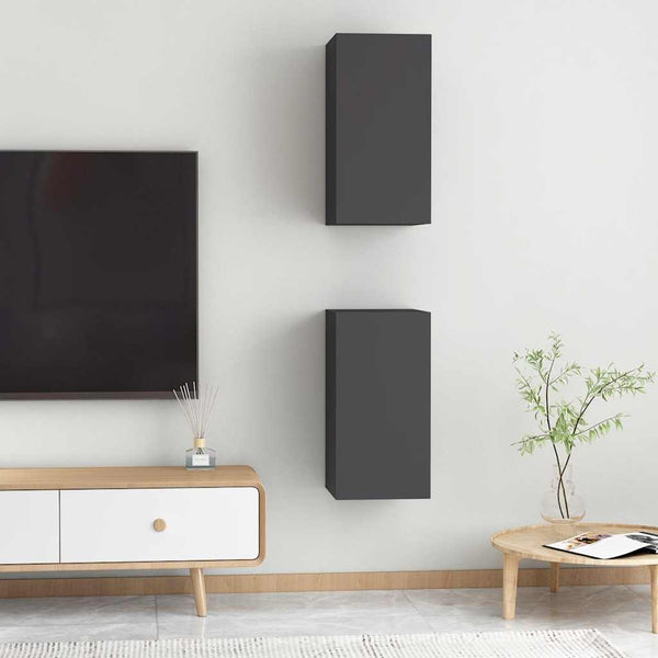 Graues TV-Möbel Resina 30,5x30x60cm (2 St. Holz)