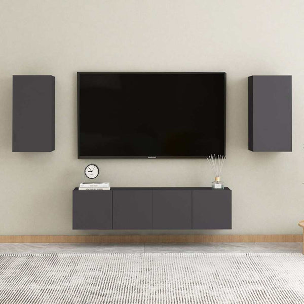 Graues TV-Möbel Resina 30,5x30x60cm (2 St. Holz)