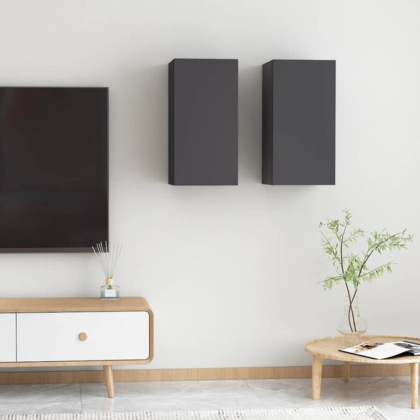 Graues TV-Möbel Resina 30,5x30x60cm (2 St. Holz)