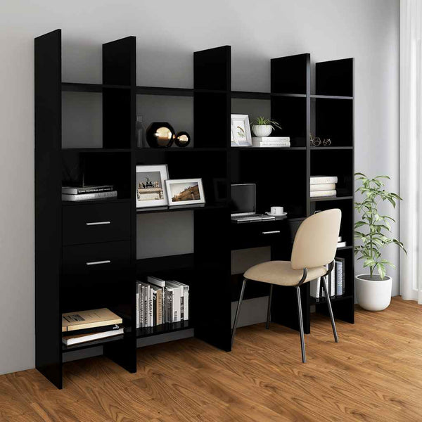 Schwarzes Bücherregal Stiriana 60x35x180cm (Holz)
