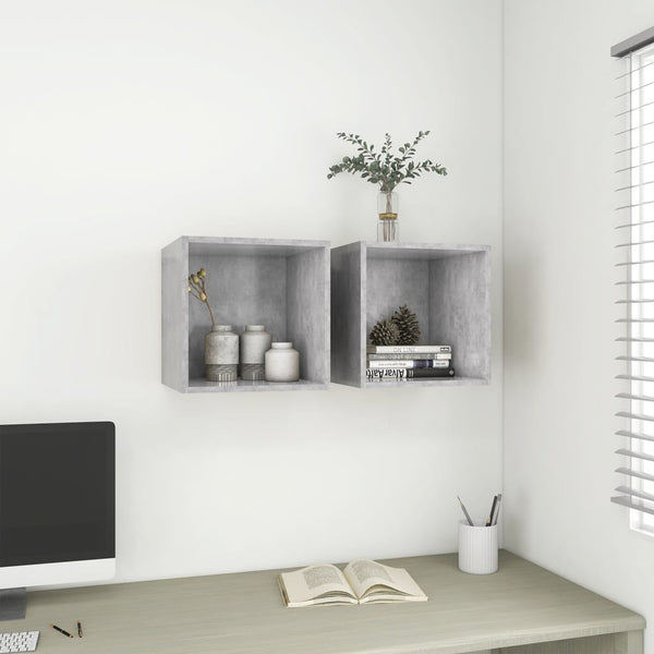 Betongrauer Wandschrank Satenic 37x37x37cm (Holz)