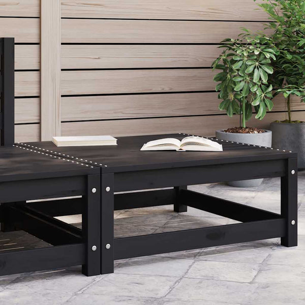 Schwarzer Gartenhocker Bernedete 70x70x30cm (Kiefer)