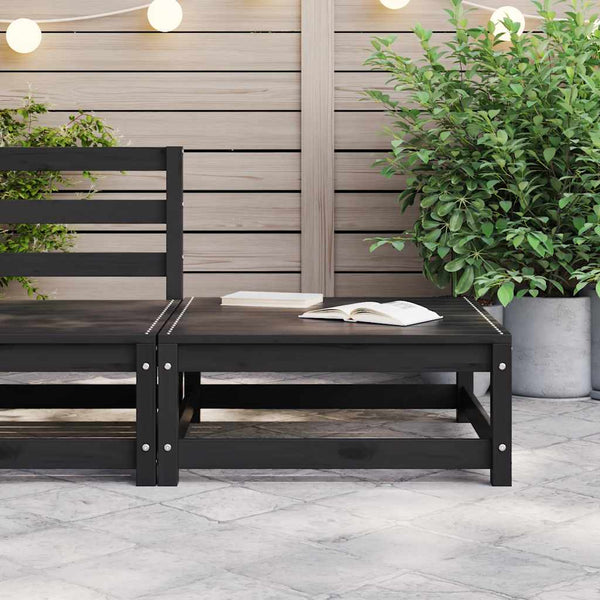Schwarzer Gartenhocker Bernedete 70x70x30cm (Kiefer)