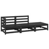 Schwarzes 3-teiliges Gartensofa-Set Bernedete (Kiefer)