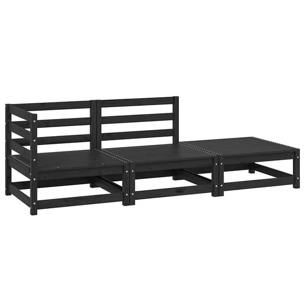 Schwarzes 3-teiliges Gartensofa-Set Bernedete (Kiefer)