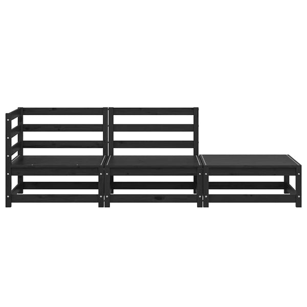 Schwarzes 3-teiliges Gartensofa-Set Bernedete (Kiefer)