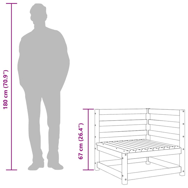 Gartensofa-Set Bernedete grau (3-teilig, Kiefer)
